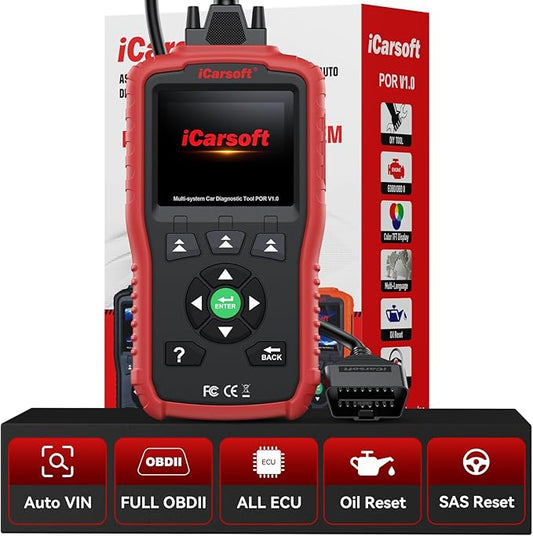 iCarsoft OBD2 Scanner POR V1.0 for Porsche/Cayenne/Macan/911, All System Diagnostic Tool Oil/SAS Reset Battery Test 10 OBD2/EOBD Modes CAN Car Scan Code Reader/ECU Coding/DTC/Live Data/Freeze Frame