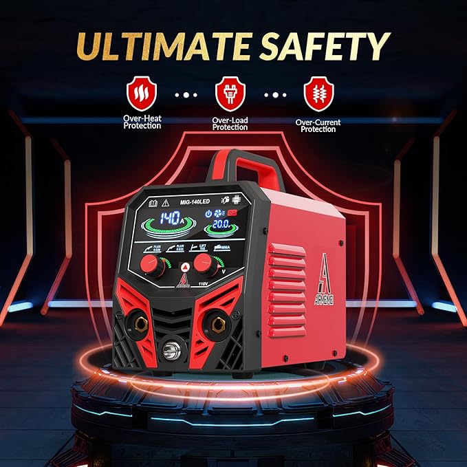 MIG Welder 110V,Gasless Flux Core Welder,Plug And Play,Easy Safety To Operate For Beginners DIY,Synergic Mode Better welding with 3 in1MIG/Stick/Lift TIG,IGBT Inverter 140A