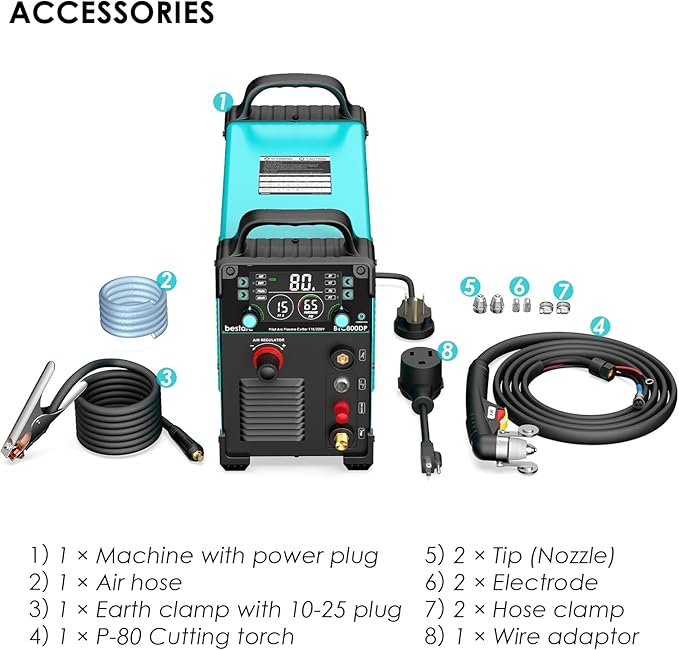 Plasma Cutter, BTC800DP 9th Generation 80Amps Pilot Arc Plasma Cutter Machine,Adopt [Air Sensor Technology] Dual Voltage 110/220V Plasma Cutting Machine (BTC800DP 9GEN 110/220V)