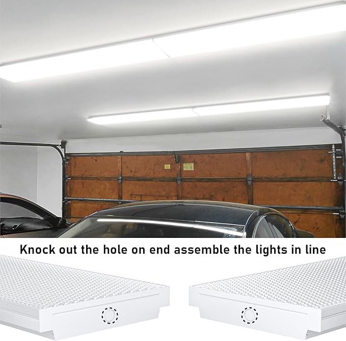 AntLux 72W LED Wraparound Light 4FT LED Office Lights Ceiling, 8600 Lumens, 4000K Neutral White, 4 Foot Flush Mount Wrap Lighting Fixture for Garage Workshop, Fluorescent Light Replacement