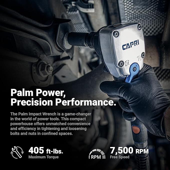 Capri Tools 1/2 in. Palm Air Impact Wrench, 400 ft. lbs.