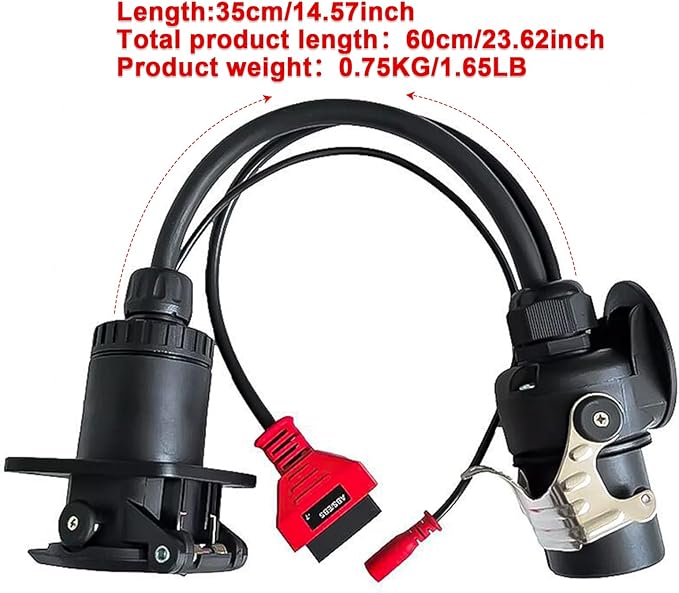 ISO 7638 7pin (EBS/ABS) Adapter,Trailer and Truck Diagnostic Cable to Connect for Autocom Trailer Diagnostic,for Texas, for Bosch and Heavy Duty OBD2 Truck Scanner Support K-Line,Can,Can 5V