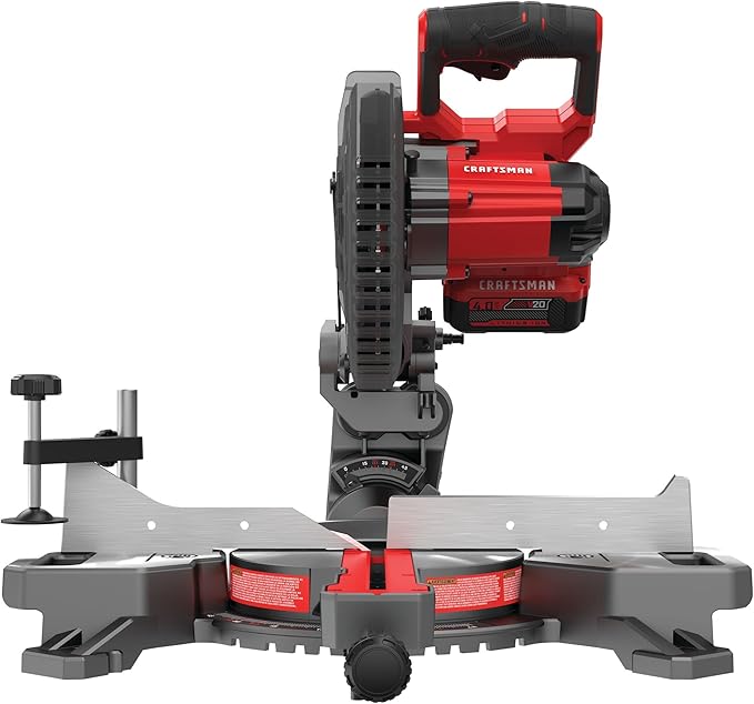 CRAFTSMAN V20 Cordless Sliding Miter Saw, 7-1/4 inch, Single Bevel, Battery and Charger Included (CMCS714M1)