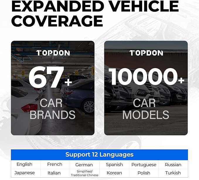 OBD2 Scanner TOPDON AD500 Oil/SAS/Throttle/TPMS/BMS/EPB Reset Engine/ABS/SRS/Transmission, Diagnostic Scan Tool, AutoVIN, Car Check Engine Code Reader with Battery Test, Lifetime Wi-Fi Free Update