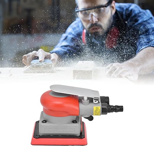 Pneumatic Sander, Alloy Steel Air Sanding Machine, Air Orbital Sander Wood Sandpaper Machines for Wood, Composites, Metal, Car Beauty,10000rpm 75x100mm