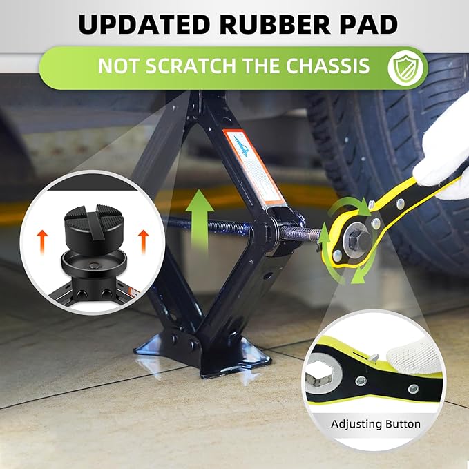 Car Jack Kit 2.5 Ton (5512 lbs) Scissor Jack for Car with Rubber Jack Pad Universal Jack Emergency Kit Tire Changing Kit for Car SUV MPV