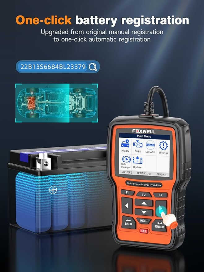 FOXWELL NT510 Elite 2.0 Fit for BMW Scanner, All System Bidirectional Scan Tool with All Resets Fit for BMW Mini Rolls-Royce, Full Diagnostic Tool Code Reader, Battery Registration Tool, WiFi Update