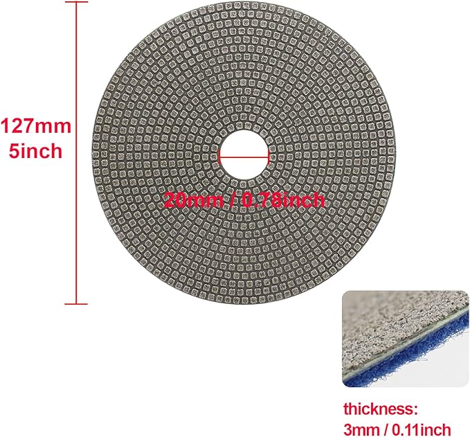 5 Inch Electroplated Diamond Polishing Pads for Stone Ceramic Metals Granite Marble Grinding for Sander Grinder(Grit 200-1pc)
