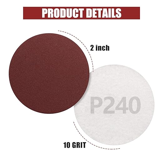 ZEHIQ 120pcs 2 Inch Sandpaper 240 Grit, Hook and Loop Sanding Disc, Alumina Orbital Sander Pads No Hole Sander Attachment Disc for Sanders Drill Grinder and Rotary Tools