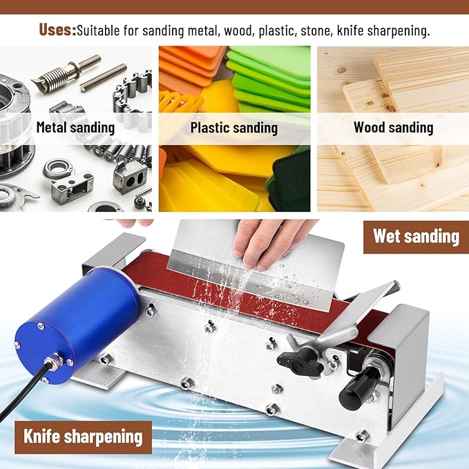 200W Electric Belt Sander 2 x 21-Inch Waterproof, Wide Belt Sanding Polishing Grinding Machine, Diy Electric Belt Sander Knife Sharpener Grinding Polishing Machine for Metal, Woodworking
