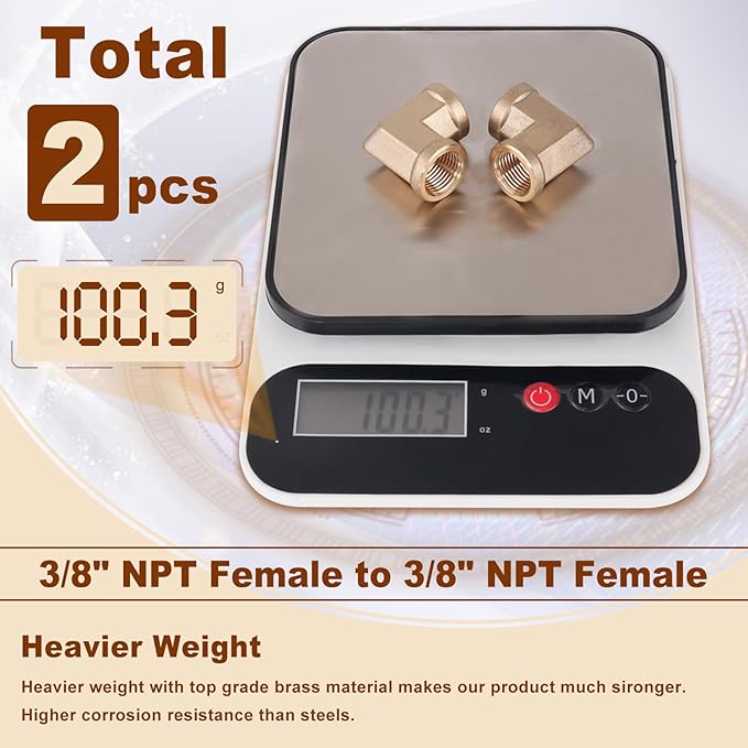 2pcs 3/8” Brass Fittings 90 Degree Barstock Street Elbow 3/8" NPT Female Pipe to 3/8" NPT Female Pipe 3/8 NPT Female Elbow Forged Brass Pipe Fittings