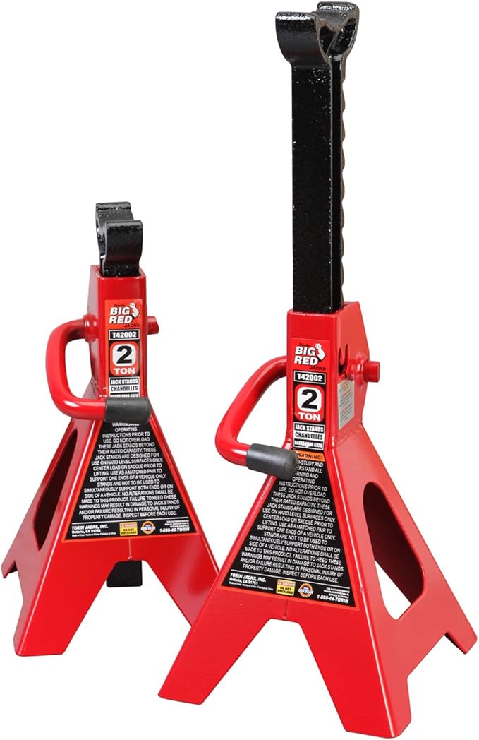 BIG RED T42202 Torin Steel Jack Stands: 2 Ton (4,000 lb) Capacity, Red, 1 Pair