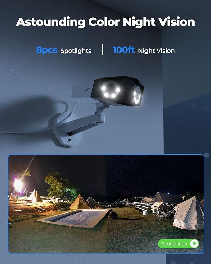 REOLINK 4K PoE Security Camera System, Home Outdoor IP Camera in 180 Degree Viewing Angle, Human/Vehicle/Pet Detection, Color Night Vision, Two Way Talk, Up to 256GB microSD Card, Duo 2 PoE