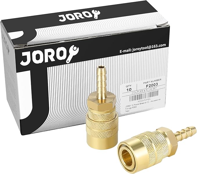 Air Coupler with 1/4 Hose Barb, Industrial M-Type, 1/4 Inch Body Size, Brass Material, 10 Pieces Air Compressor Hose Fittings