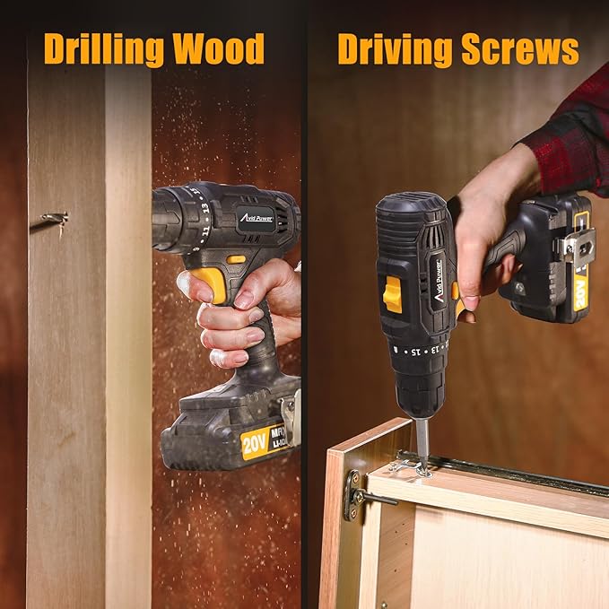 AVID POWER 20V Cordless Drill Set 320 In-lbs Torque Power Drill/Driver Kit with 2 Variable Speed, 3/8'' Keyless Chuck