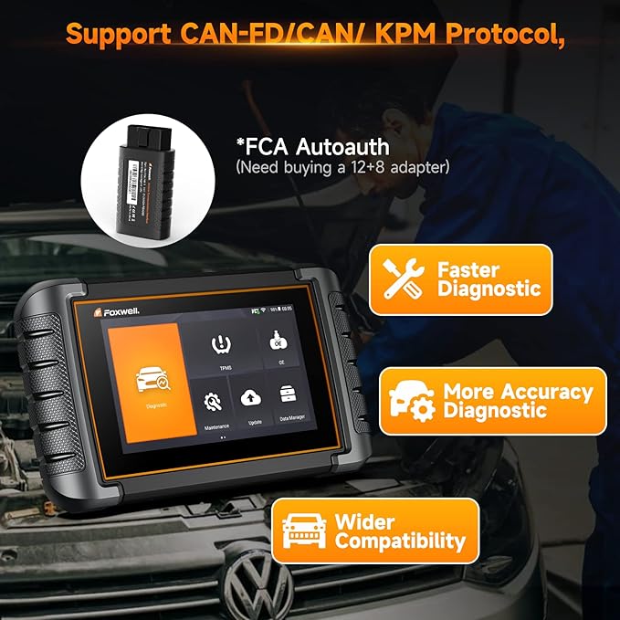 FOXWELL Scanner NT809BT Pro Wireless Bidirectional Scan Tool, OBD2 Scanner for Car with 30+ Resets, Injector Coding/Crank Sensor Relearn, All System Diagnostic Tool with 3-Year Update, DoIP & CAN FD