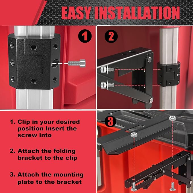 Upgrade Folding Packout Mount Compatible with Milwaukee Packout Toolbox,Side Storage for Your Packout System