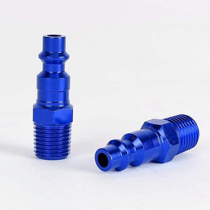 Air Hose Fittings, 12 Pieces I/M Industrial Type Air Plugs with 1/4" NPT Male Threads, Blue