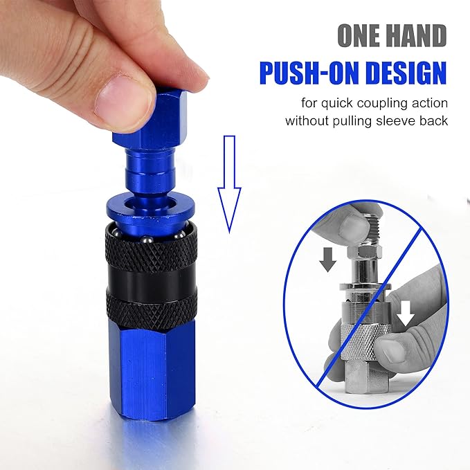 Air Hose Fittings, 6 Pieces AMT Universal Air Couplers with 1/4" NPT Male Threads, Blue