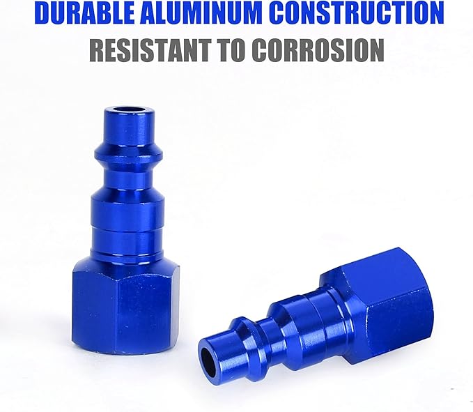 Air Hose Fittings, 12 Pieces I/M Industrial Type Air Plugs with 1/4" NPT Female Threads, Blue