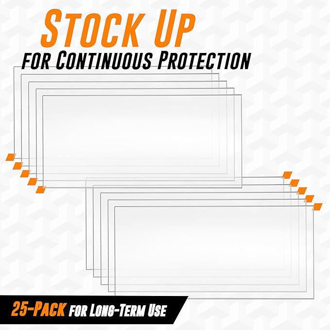 Mutt Tools 25 Pack of Clear Welding Lenses 2x4.25" – .04” Thick 2x4 Clear Welding Lens – Fits Most Standard Size Helmets, 2x4-1/4”
