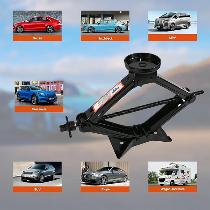 Car Jack Kit 2.5 Ton (5512 lbs) Scissor Jack for Car with Rubber Jack Pad Universal Jack Emergency Kit Tire Changing Kit for Car SUV MPV