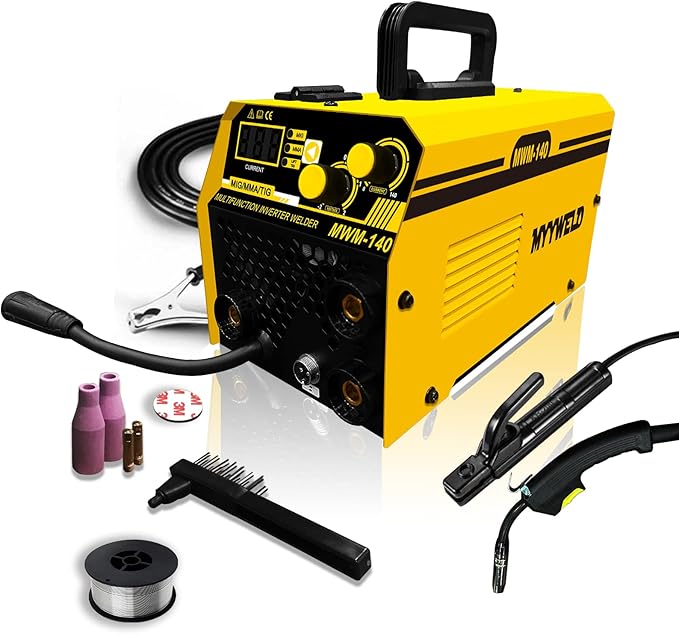 Mig welder, MYYWELD 140 MIG/Stick/Lift TIG 3 in 1 Welder 110V Gasless Flux Core Wire Welding Machine No Gas IGBT Inverter (MWM140)