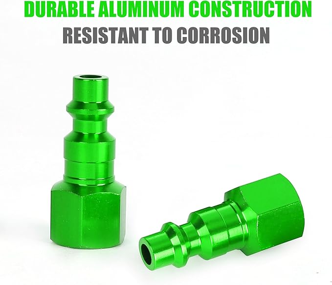 Air Hose Fittings, 12 Pieces I/M Industrial Type Air Plugs with 1/4" NPT Female Threads, Green