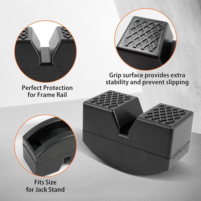Donext Jack Pad Adapter for Jack Stands 3 Ton Rubber Frame Rail Protector Jack Pad Adapter 4 Pack