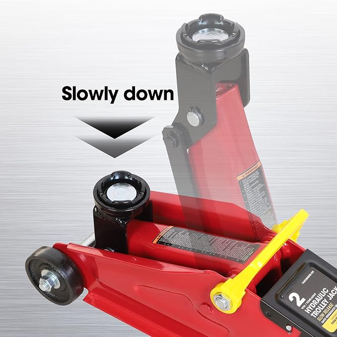 BIG RED Hydraulic Trolley Service Lift Jack/Portable Floor Jack with Special Slow Release and Blow Mold Carrying Storage Case : 2 Ton (4,000 lb) Capacity, Red,T82012GS