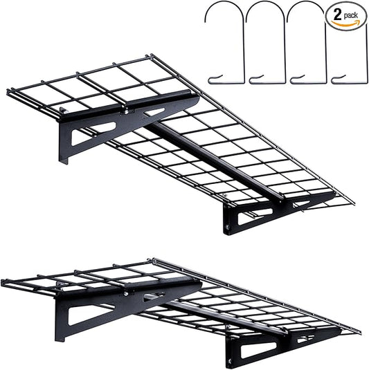 VEVOR Garage Shelving Wall Mounted, 1 x 4 ft Heavy Duty Garage Wall Shelves, 400 lbs Load Capacity Garage Storage Rack Floating Shelves, 2 Pack, Suitable for Shop, Shed, Garage Storage