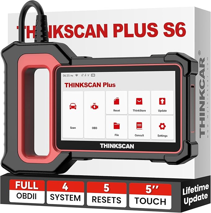 THINKCAR OBD2 Scanner, ThinkScan Plus S6 ABS,SRS,ECM,TCM System Diagnostic Scan Tool with 5 Services, 94 Brands Car Code Reader, FCA AutoAuth, Wireless Update