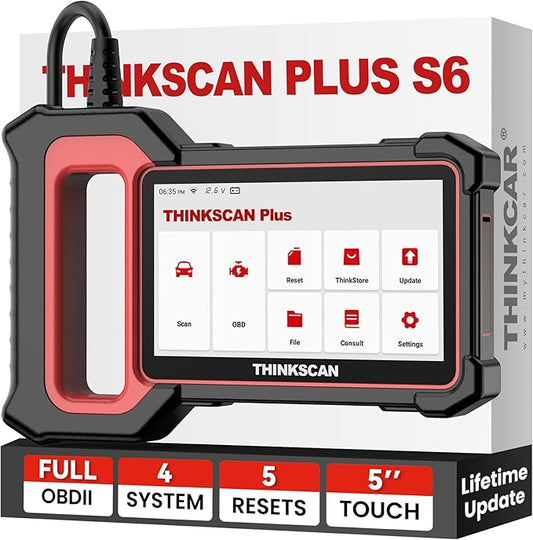 THINKCAR OBD2 Scanner, ThinkScan Plus S6 ABS,SRS,ECM,TCM System Diagnostic Scan Tool with 5 Services, 94 Brands Car Code Reader, FCA AutoAuth, Wireless Update