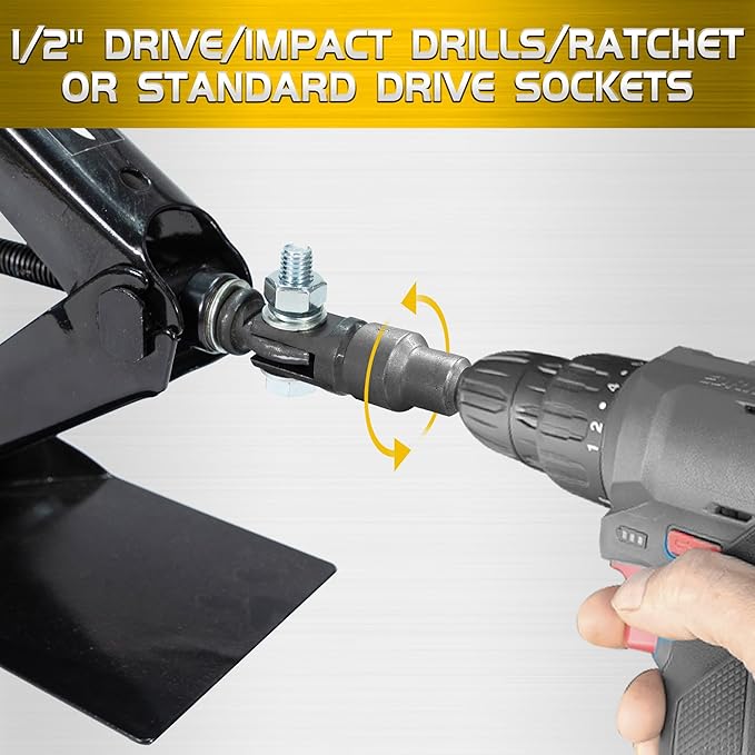 TONDA Scissor Jack Drill Adapter for 1/2 Inch Impact Wrench or 13/16 Inch Lug Wrench