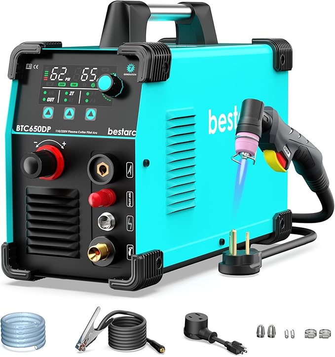 Plasma Cutter, Pilot Arc BTC650DP 7th Generation 65Amps With [Air Sensor Technology] Dual Voltage 110/220V Digital Plasma Cutting Machine (BTC650DP 7GEN 110/220V)