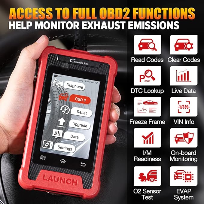LAUNCH Elite ABS Bleeding Scan Tool,Engine Transmission ABS SRS OBD2 Scanner Diagnostic Tool,Throttle Reset Code Reader,Lifetime Online Update,4'' Touch Screen,AUTO VIN,Battery Test,Live Data Graph