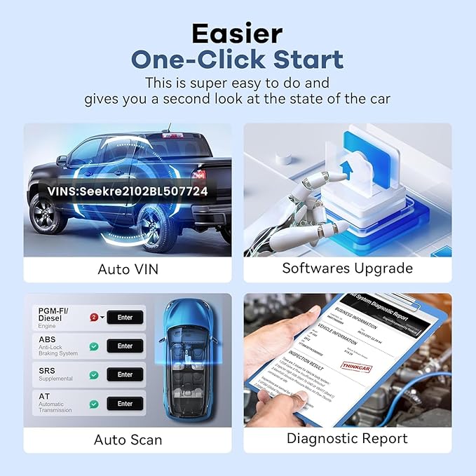 THINKCAR OBD2 Scanner, ThinkScan Plus S5 ABS,SRS,TCM,ECM System CAN Diagnostic Scan Tool, 5 Inches Touchscreen, 94 Brands Car Code Reader, FCA AutoAuth, Wireless Update