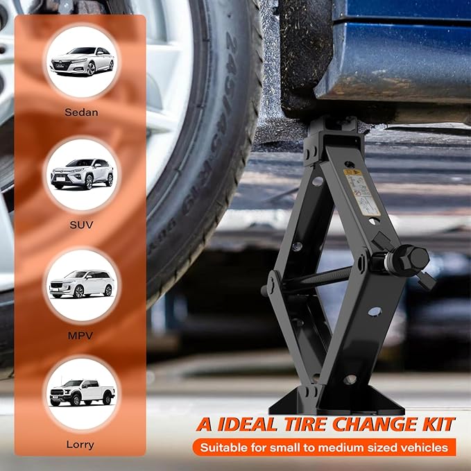 IMAYCC Scissor Jack for Car 3 Ton (6614 lbs),Heavy Duty Car Jack kit with Lug Wrench, Tire Changing Kit, Universal Car Emergency Kit for Car SUV MPV