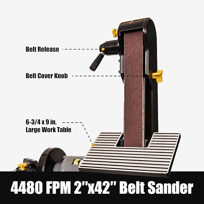 2x42 in. Belt Sander & 6" Disc Sander Combo, 3.5Amp Bench Belt Sander for Woodworking & Metalworking, 1/2HP Belt Sander for Knife Making and Sharpening