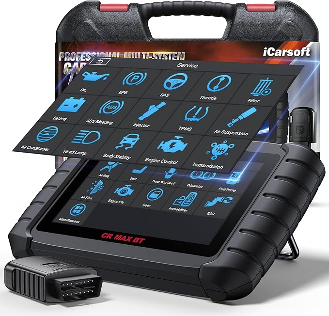 iCarsoft CR Max BT Ehanced Wireless OBD2 Scanner, All System Car Diagnostic Tool, 49 Reset+Extra 38 Service, Bidirectional Control, CANFD, Auto VIN, 4-in-1 Live Graph, Lifetime Update