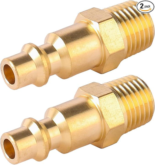 BILAL Brass 1/4-Inch NPT Male Industrial Air Hose Quick Connect Adapter,Air Coupler and Plug Kit,Air Compressor Fittings 2pcs