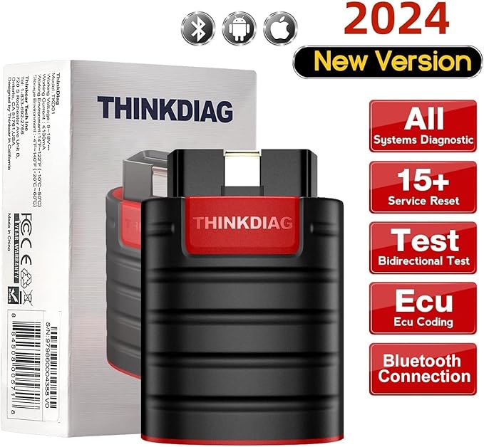 Thinkdiag OBD2 Scanner Bluetooth, Full System Bidirectional Diagnostic Scan Tool OE-Level Code Reader with ECU Coding,15+ Reset Service, FCA AutoAuth, All Software 1 Year Update Fits for iOS & Android
