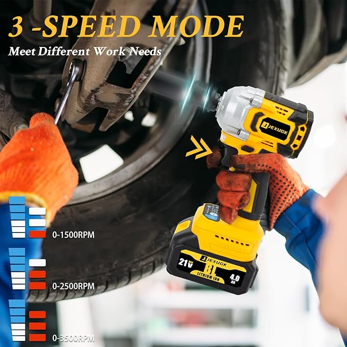 21V Compact Cordless Impact Wrench Set, 1/2" 450Ft-lbs (600Nm) Power Impact Gun Kit, Brushless 3600RPM, 2 x 4.0Ah Batteries & Fast Charger & 5 Sockets, Pistola De Impacto for Car Home (600N)