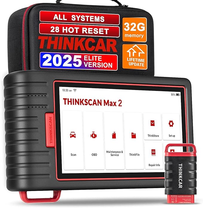 Thinkcar OBD2 Scanner Wireless, Thinkscan Max2 Lifetime Free Upgrade Diagnostic Scan Tool with CAN-FD Protocol, All System Diagnosis & 28+ Resets, ABS Bleed/IMMO/SAS/TPMS/Auto VIN, FCA Autoauth