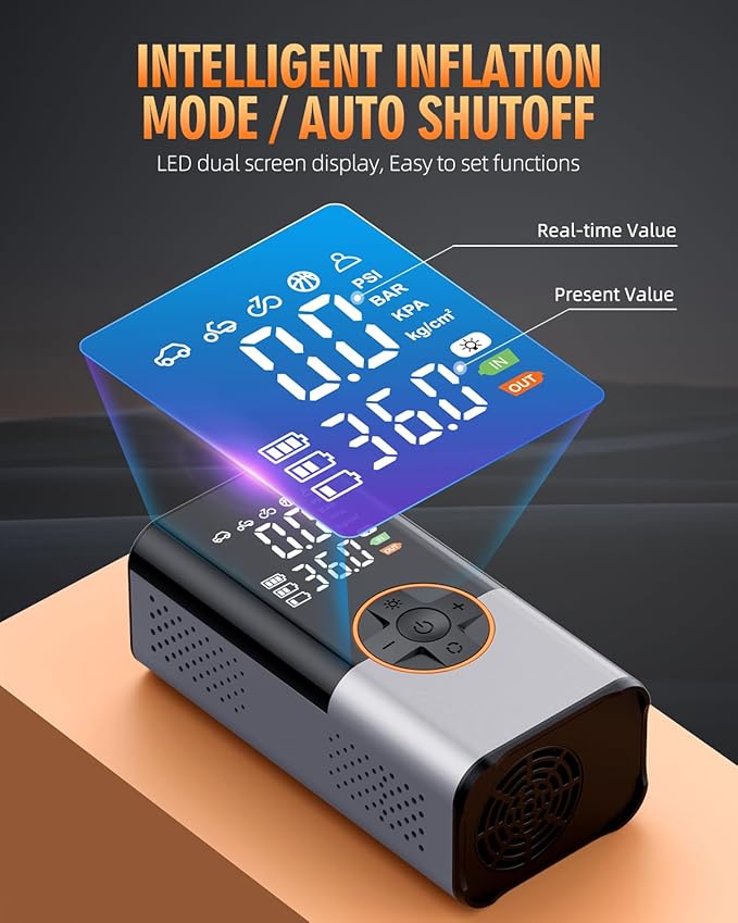 Tire Inflator Portable Air Compressor, 2X Faster Portable Air Compressor with 25000mAh Battery, 150PSI Cordless Air Pump for Car, Motorcycle, Bicycle and More