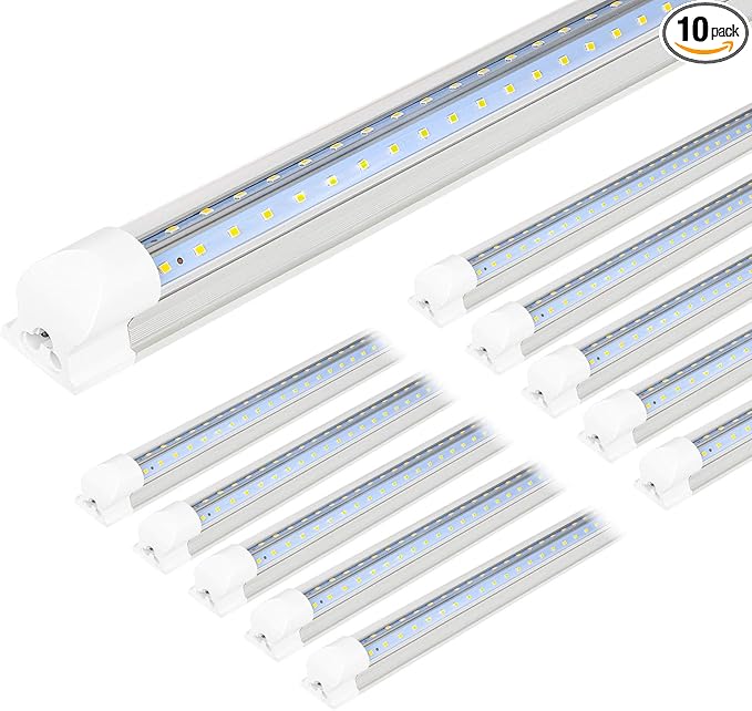 hykolity 4FT LED Shop Light, V Shape Integrated T8 LED Tube Light, 5200LM, 40W, 6500K Super Bright White,high Output Linkable Shop Lights W/Built-in ON/Off Switch for Warehouse, ETL, 10 Pack