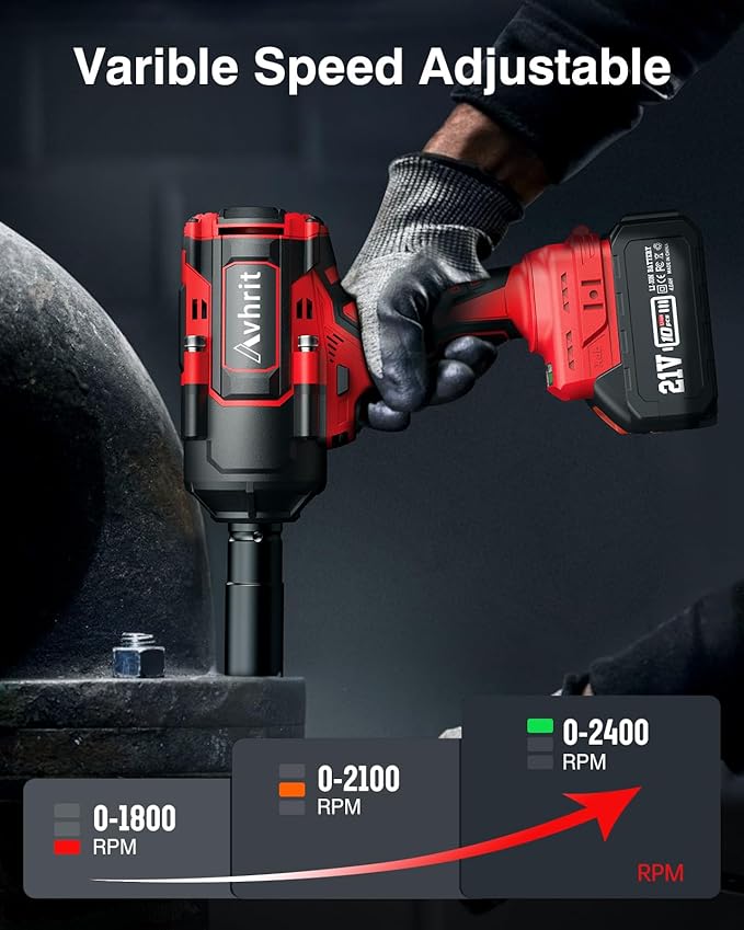 1000Nm(738ft-lbs) Cordless Impact Wrench High Torque w/ 2x 4.0Ah Battery, Electric Impact Wrench 1/2 Inch, Power Battery Impact Gun 1/2 Drive, Fast Charger, 4 Sockets for Truck RV Car