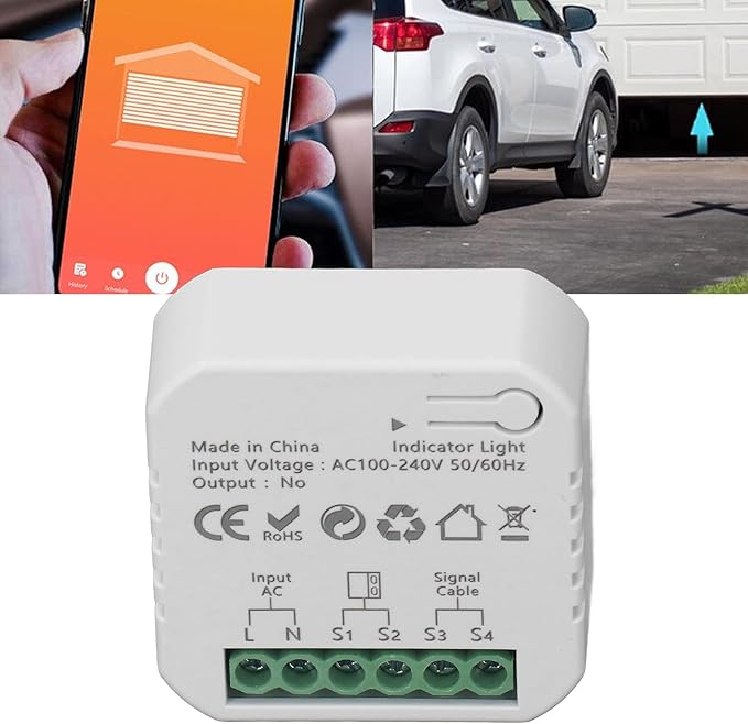 Garage Door Opener, Smart Garage Door Controller with APP Remote Control, Real Time Monitoring, and Time Setting Function for Zigbee, Gate Openers (US Plug)