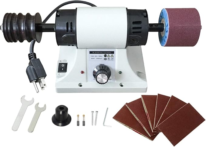 Leather Polisher Sander 350W 0-8000RPM Leather Burnishing Machine 110V Edge Grinding Machine with 6 Sanding Sleeves