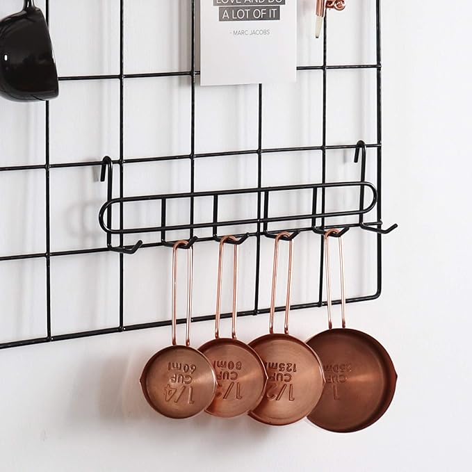 FRIADE Storage Hooks Rack, 2 Pack - Iron Wire Grid Hooks for Wall Mount Storage and Display, 10.7”x 2.8”x1.8 », Black